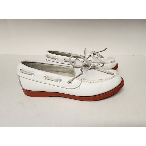 Ralph Lauren Vintage 1970s Youth Merton leather Camper Boat shoes Size 1M White - Picture 3 of 13